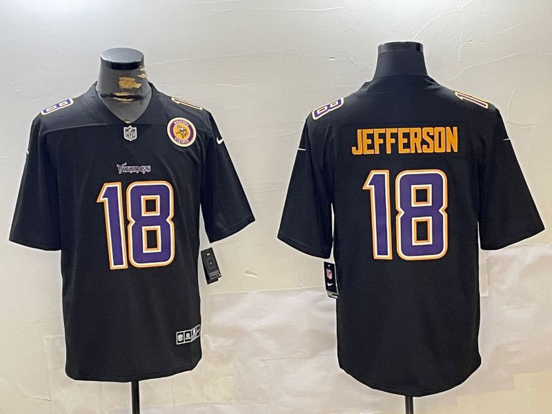 Men Minnesota Vikings #18 Jefferson Black 2024 Nike Limited NFL Jersey style 2->minnesota vikings->NFL Jersey